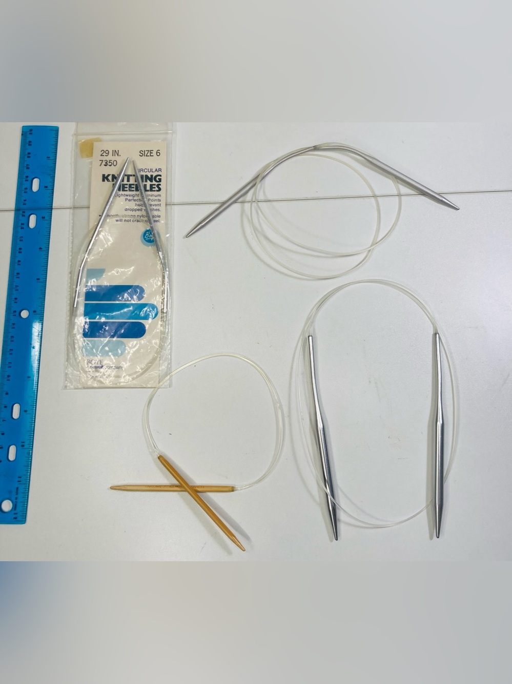 Set of 4: Circular Knitting Needles Set: Takumi wooden 4.5, new size 6 metal, +2
